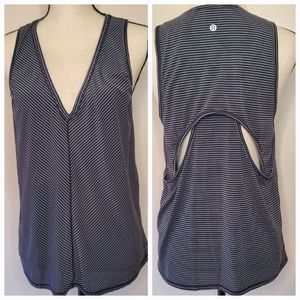 Lululemon Workout Tank Black/Gray Striped Size 2